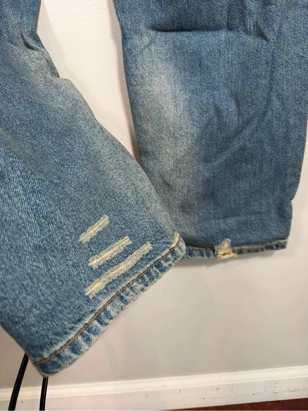 Topman Men's Distressed Relaxed Fit Jeans Blue Medium Wash 36x34 100% Cotton